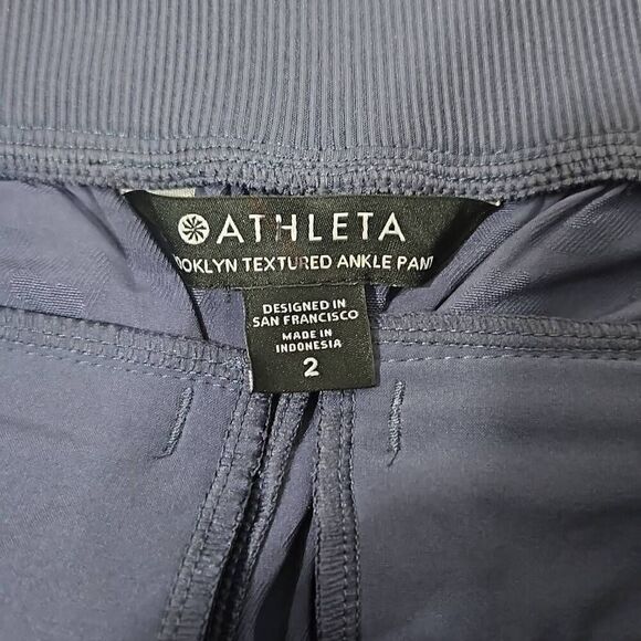 Athleta Brooklyn textured ankle pant women size 2 blue leopard lounge athleisure - Picture 4 of 8